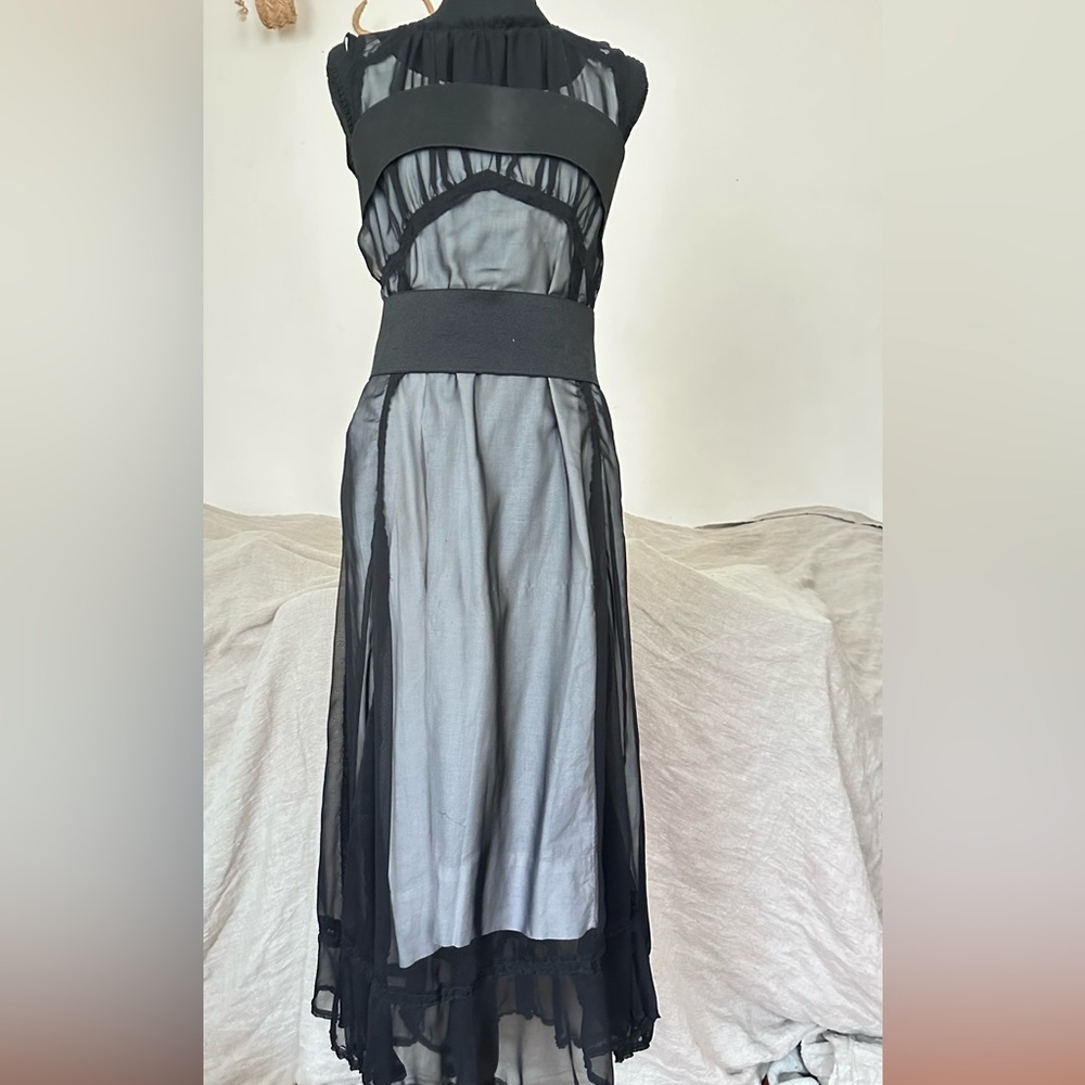 Comme des Garcons Black Sheer Layered Midi Dress